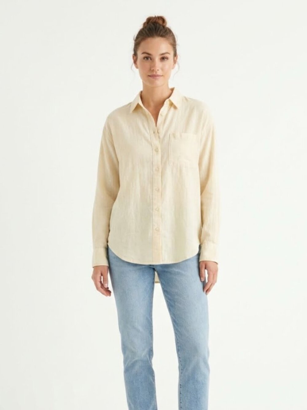 NWT American Eagle Perfect Button-Up Shirt Cream S